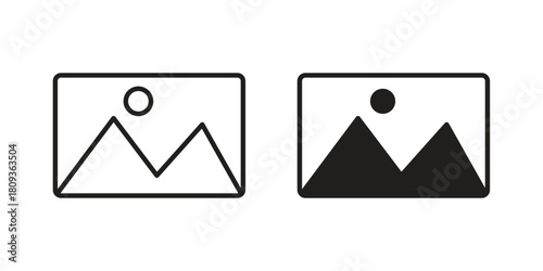Image icon symbol in filled and line style. Vector icon collection