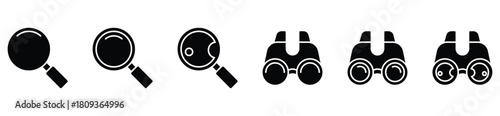 search and discovery icon set. Magnifying glass vector symbols in active and inactive styles.	
