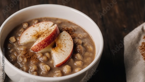 Comforting oatmeal with apple and cinnamon for chillier mornings