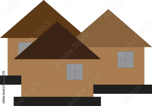 Minimalist Earth-Tone Village Illustration