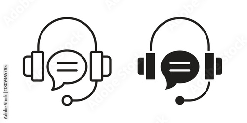 Live chat icon symbol in filled and line style. Vector icon collection