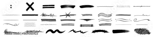 Hand Drawn Ink Brush Strokes and Lines Vector Set
