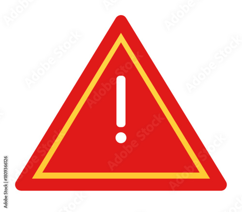 Warning Icon with Red Triangle and Yellow Border and Exclamation