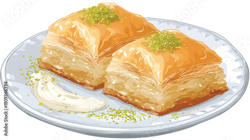 Exquisite Baklava Dessert Vector Illustration for Creative Professionals