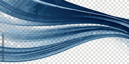 Abstract blue wavy lines on transparent background for design elements