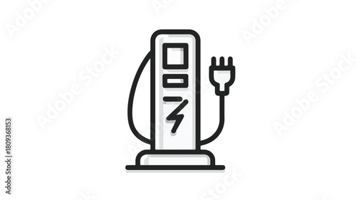 Electric Car Charger Charging Cable Icon Design - Professional Vector Illustration