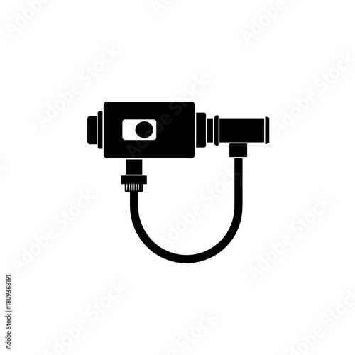 Colonoscope control unit icon with connected flexible tube in a bold black silhouette style