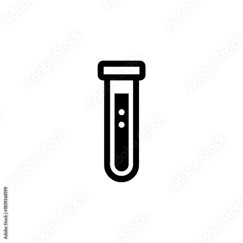 A simple black outlined test tube icon with two level indicators on a white background