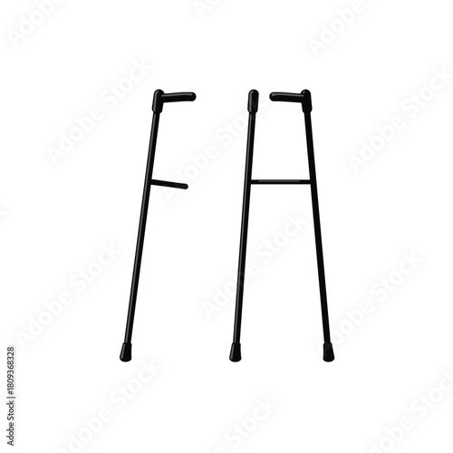 Simple black crutches with ergonomic handles on a clean white background