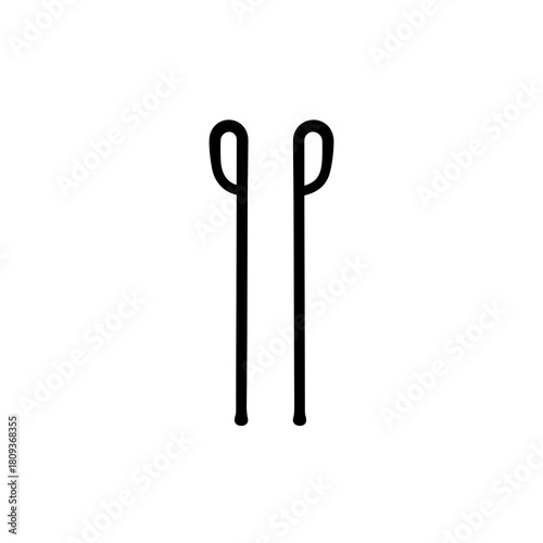 Simple black line illustration of two crutches on a white background