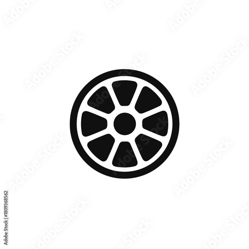 Bold centrifuge rotor icon with wide curved spokes arranged in a circular pattern for laboratory equipment visuals