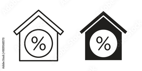 Mortgage icon symbol in filled and line style. Vector icon collection