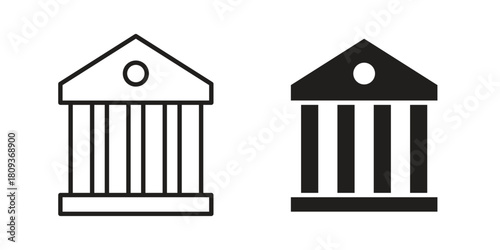 Museum icon symbol in filled and line style. Vector icon collection