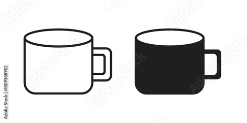 Mug icon symbol in filled and line style. Vector icon collection