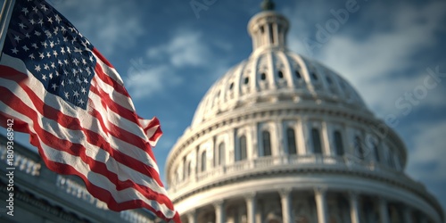 American Flag and Capitol Building - A Symbol of Democracy.