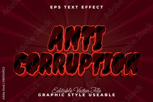 Anti Corruption editable vector text effect for impactful graphic design projects and urgent social awareness campaigns