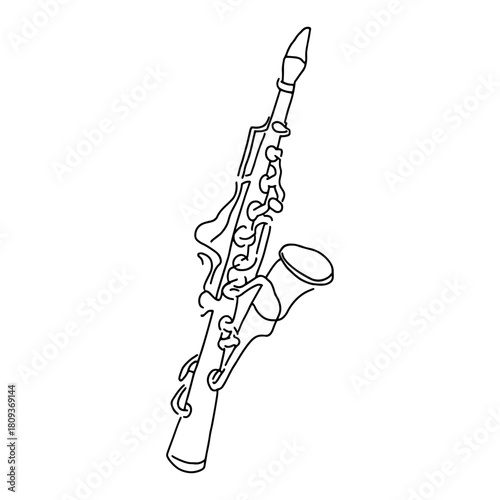 Clarinet Musical Instrument Line Drawing