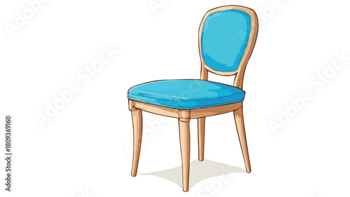 Luxurious Wooden Chair with Vibrant Blue Upholstery - Modern Furniture Design