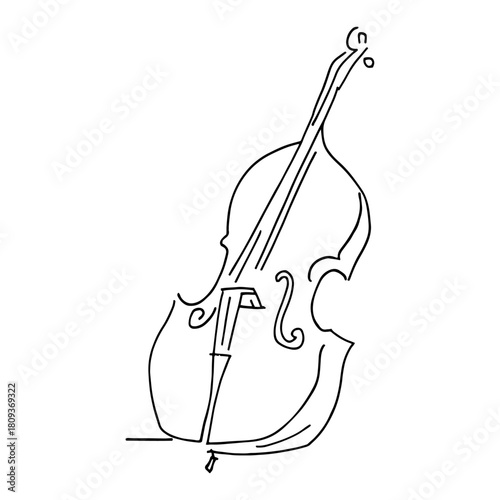 Double Bass Musical Instrument Line Art Vector