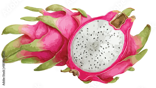 Exotic Pitaya Tropical Fruit Refreshing White Background