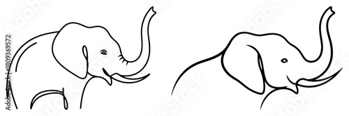 Two Elephants Continuous Line Banner