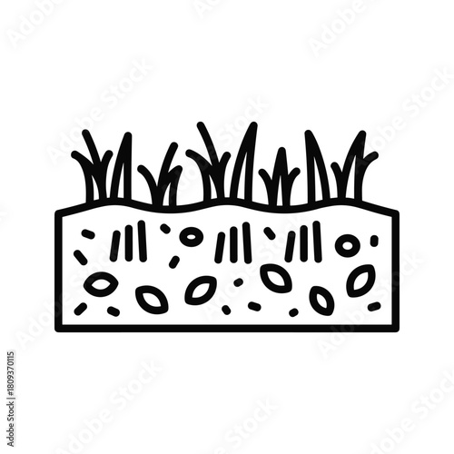 Illustration of grass with soil isolated on in vector format