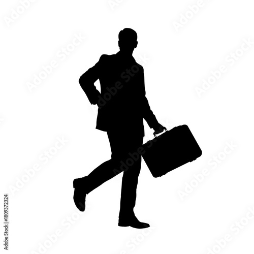 Walking man with briefcase silhouette 