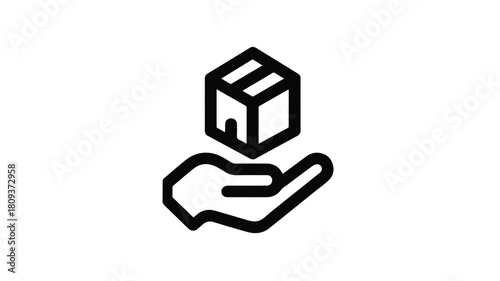 Handle with Care Shipping Label Cube Vector Icon for Packages