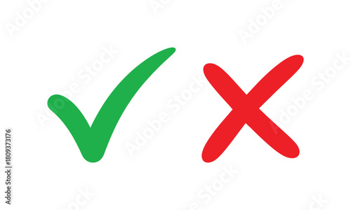 check mark icon button set. check box icon with right and wrong buttons and yes or no checkmark icons in green tick box and red cross vector.
