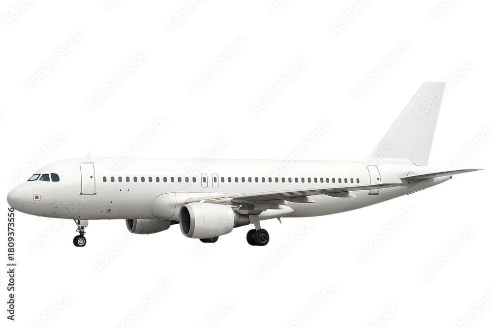Obraz premium Commercial Aircraft Side Exterior Isolated on a Transparent Background