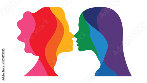 Lesbian Couple LGBT Symbol Solid Icon Vector Concept