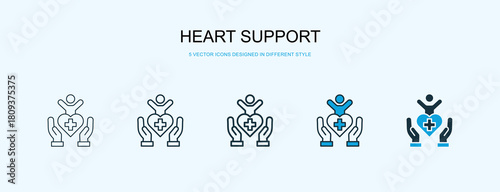Heart Support Icon Different Style Vector Illustration