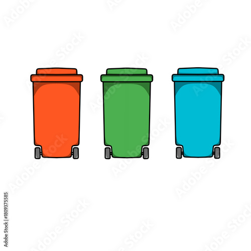 Colorful Recycling Bins Illustration of Waste Management and Eco-Friendly Practices for Sustainable Living and a Clean Environment
