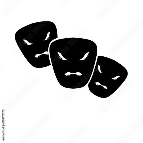 Isolated theater masks illustration of comedy tragedy characters
