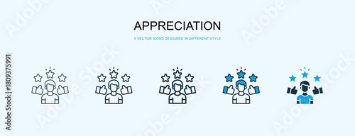 Appreciation Icon Different Style Vector Illustration