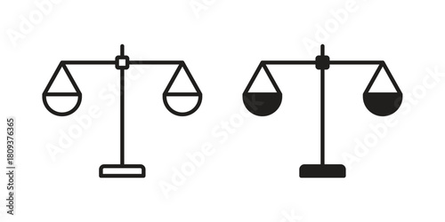 Scales icon symbol in filled and line style. Vector icon collection