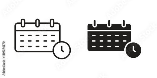 Schedule icon symbol in filled and line style. Vector icon collection