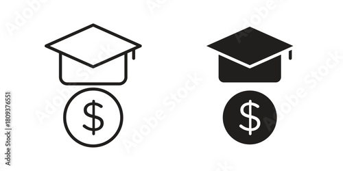Scholarship icon symbol in filled and line style. Vector icon collection