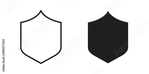 Shield icon symbol in filled and line style. Vector icon collection