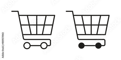 Shopping trolley icon symbol in filled and line style. Vector icon collection