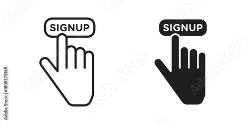 Sign up icon symbol in filled and line style. Vector icon collection
