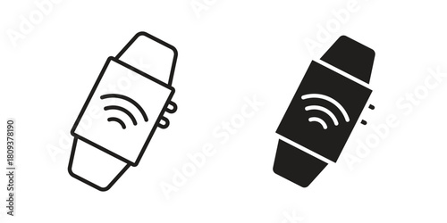 Smartwatch icon symbol in filled and line style. Vector icon collection