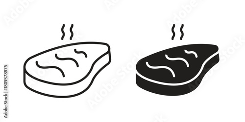 Steak icon symbol in filled and line style. Vector icon collection