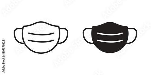 Surgical mask icon symbol in filled and line style. Vector icon collection