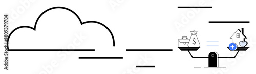 Cloud technology. cloud technology balancing financial considerations and personal values. Cloud technology supports financial management and personal well-being. For business, technology, finance