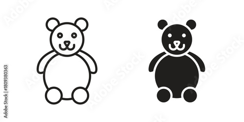 Teddy bear icon symbol in filled and line style. Vector icon collection