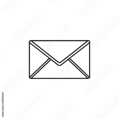 Clean detailed outline envelope symbol featuring lined flaps ideal for messaging email and communication designs