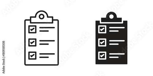 Todo list icon symbol in filled and line style. Vector icon collection
