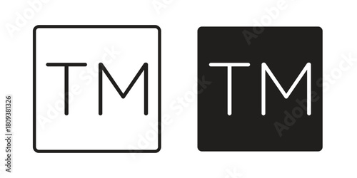 Trademark icon symbol in filled and line style. Vector icon collection