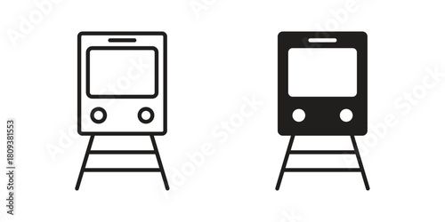 Train icon symbol in filled and line style. Vector icon collection